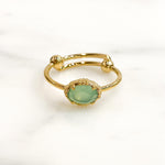 Bague mini ovale chrysoprase - plaqué or ajustable