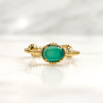 Bague mini ovale onyx vert - plaqué or ajustable