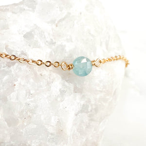 Bracelet gold filled - Aqua marine - pierre de naissance Février 
