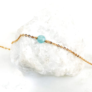 Bracelet gold filled or 14k - Aqua marine - pierre de naissance Février 