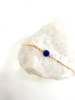 Bracelet gold filled pierre de naissance : lapis lazuli mois de septembre