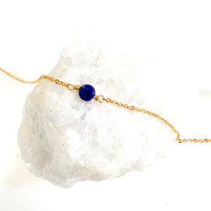 Bracelet gold filled pierre de naissance : lapis lazuli 