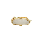 Bague rectangle labradorite blanche  - plaqué or ajustable