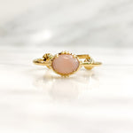 Bague mini ovale opale rose - plaqué or ajustable