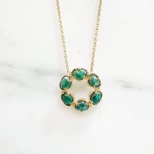 collier cercle plaque or silimanite vert emeraude bijou createur 
