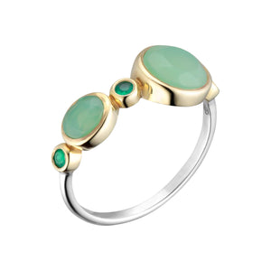 Bague CANYON argent onyx et chrysoprase